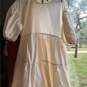 White Tiered Puff Sleeve Dress